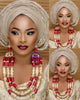 Red Coral Jewelry Sets for Women Fantastic Red and Gold Nigerian Wedding Gift Coral Bead Necklace Jewelry Set for Brides GA513