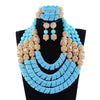 Red Coral Jewelry Sets for Women Fantastic Red and Gold Nigerian Wedding Gift Coral Bead Necklace Jewelry Set for Brides GA513