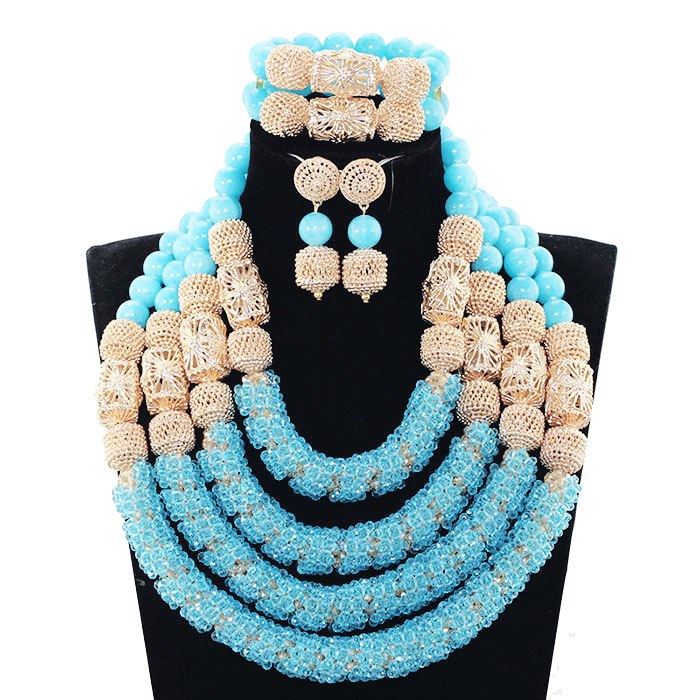 Red Coral Jewelry Sets for Women Fantastic Red and Gold Nigerian Wedding Gift Coral Bead Necklace Jewelry Set for Brides GA513