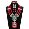 Red Coral Jewelry Sets for Women Fantastic Red and Gold Nigerian Wedding Gift Coral Bead Necklace Jewelry Set for Brides GA513
