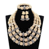 Red Coral Jewelry Sets for Women Fantastic Red and Gold Nigerian Wedding Gift Coral Bead Necklace Jewelry Set for Brides GA513