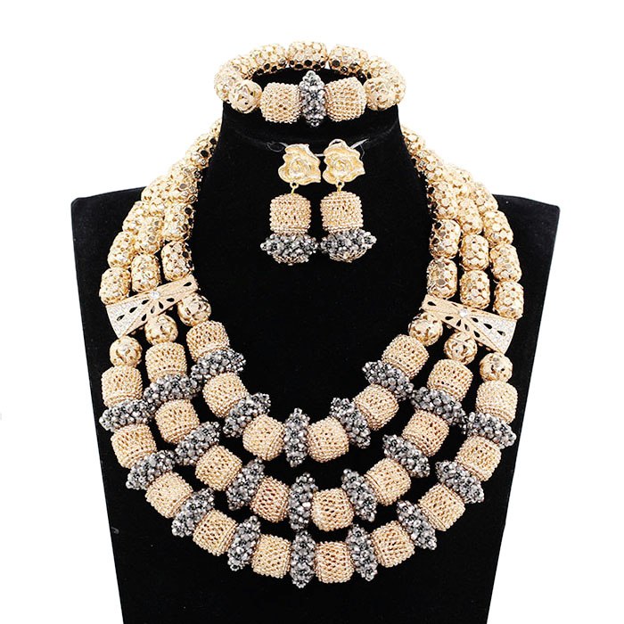 Red Coral Jewelry Sets for Women Fantastic Red and Gold Nigerian Wedding Gift Coral Bead Necklace Jewelry Set for Brides GA513