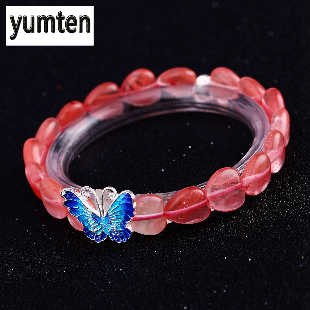 Red Crystal Heart Bracelet 925 Sterling Silver Colorful Colorful Gemstones Bracelet Health Fashion Jewelry Women Beach Bracelets