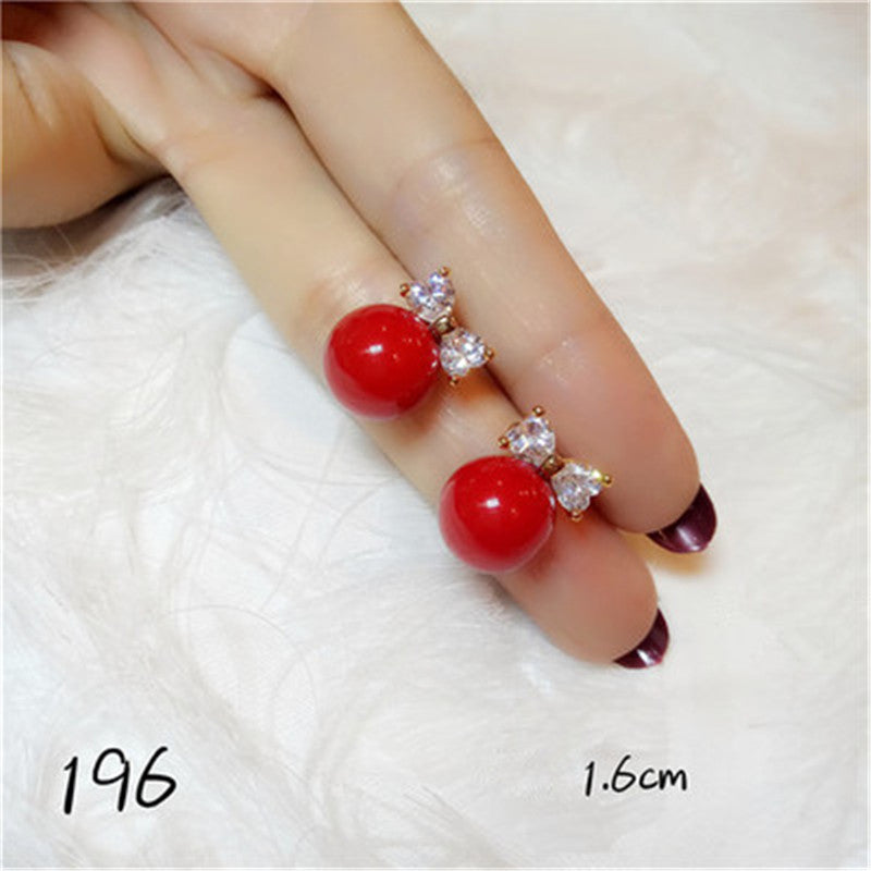 Red Pearls Drop Earrings For Women Aretes Vintage Bijoux Bridal S925 Sterling Silver Jewelry Best Christmas Gift