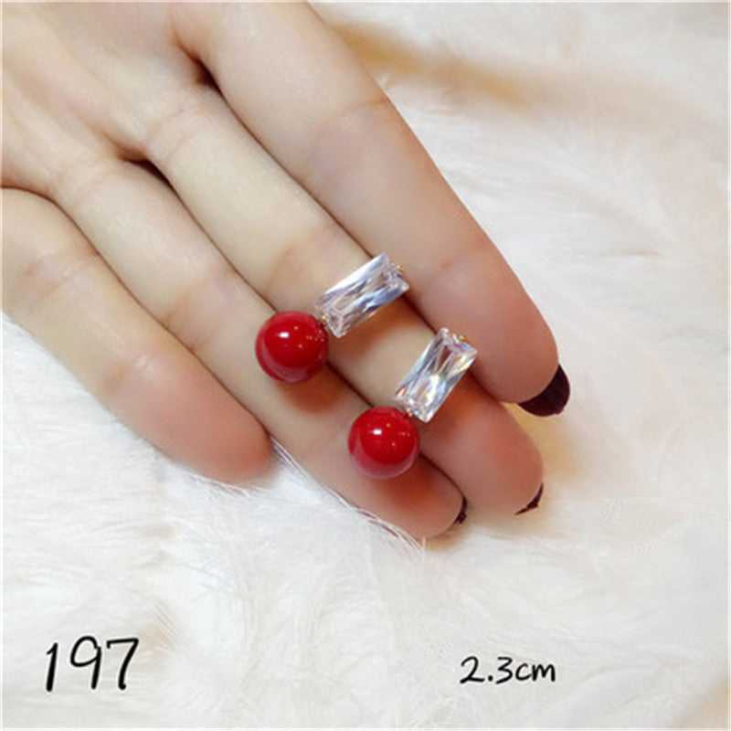 Red Pearls Drop Earrings For Women Aretes Vintage Bijoux Bridal S925 Sterling Silver Jewelry Best Christmas Gift