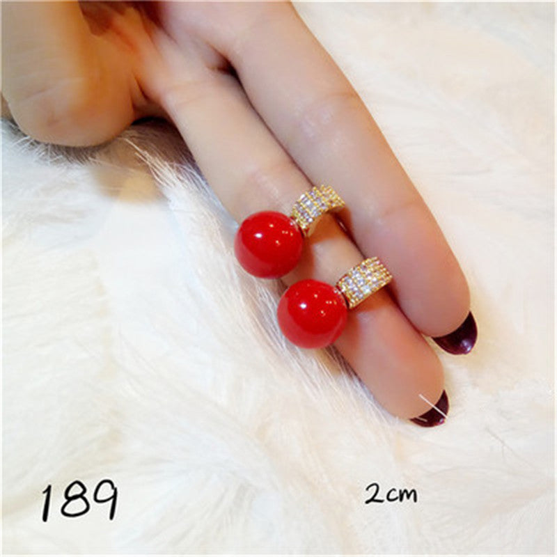 Red Pearls Drop Earrings For Women S925 Sterling Silver Jewelry Temperament Long Vintage Bridal Crystal Brincos