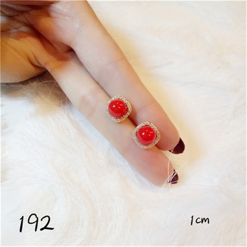 Red Pearls Drop Earrings For Women S925 Sterling Silver Jewelry Temperament Long Vintage Bridal Crystal Brincos