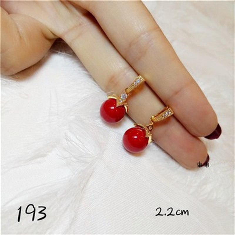 Red Pearls Drop Earrings For Women S925 Sterling Silver Jewelry Temperament Long Vintage Bridal Crystal Brincos