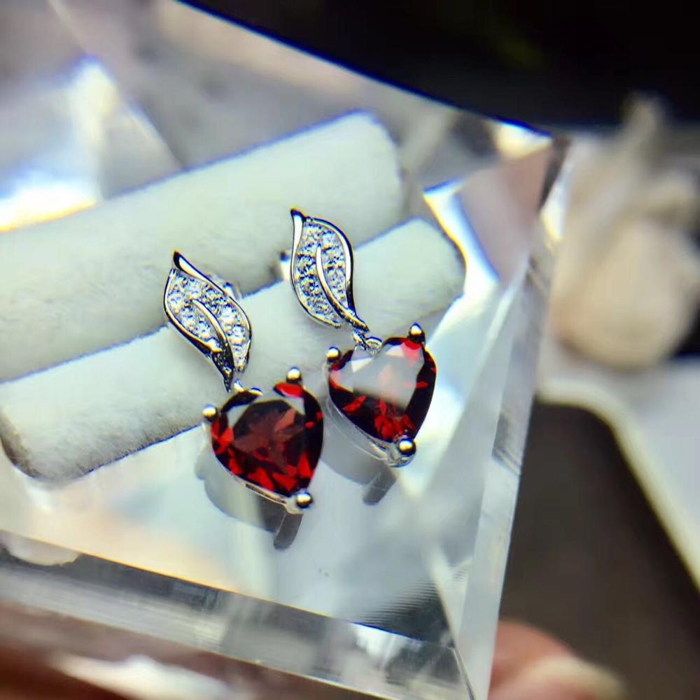 Red Garnet 6mm Birthstone Stud Earrings Solid 925 Sterling Silver Jewelry Fashion Girl Birthd Gift