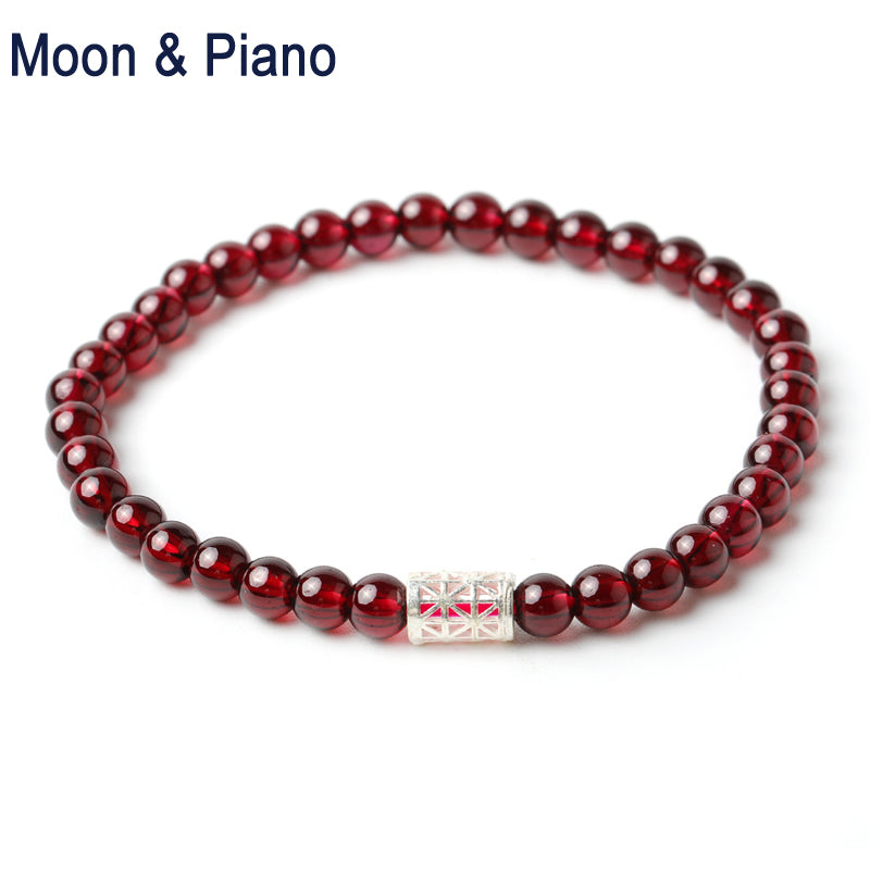 Red Garnet Strand Bracelets Trendy 925 Sterling Silver Carton Fish Jewelry for Woman Birthd Gift Anniversary Jewelry