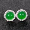 Red Green Wholesale 925 Silver Earings Fashion Jewelry For Women New Design Chalecedony Stud Earrings Lady Vintage Accessories