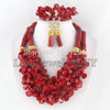 Red Nigerian Beads Jewery Sets African Coral Beads Jewelry Sets Coral Necklace Bracelet Earrings Sets HD0292