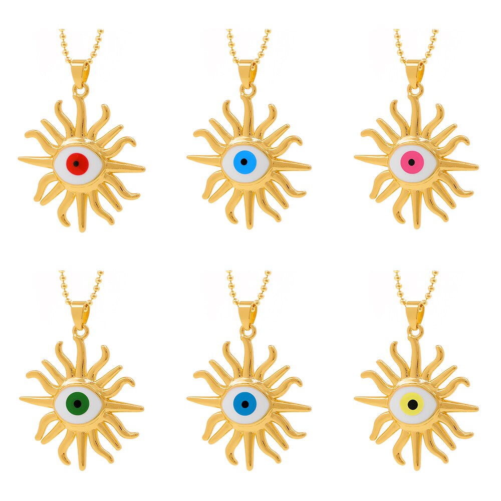 Red Pink Blue Green Eye Necklace Men's and Women's All-Match Pendant in 2022