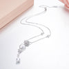 [Red Trees] 925 Sterling Silver Chain Teardrop and Flower Pendant Necklace Fine Jewelry For Women Wedding Christmas Party Gift