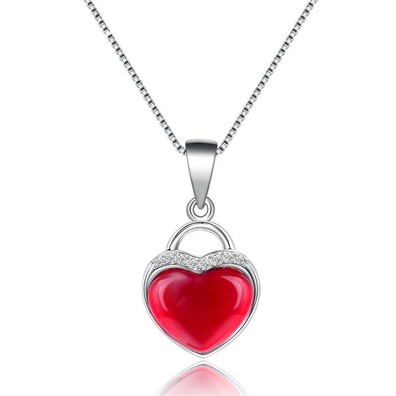 Brand 925 Sterling Silver Women Necklace Fine Jewelry Fashion Romantic Crystal Heart Shape Pendant Necklace With Box