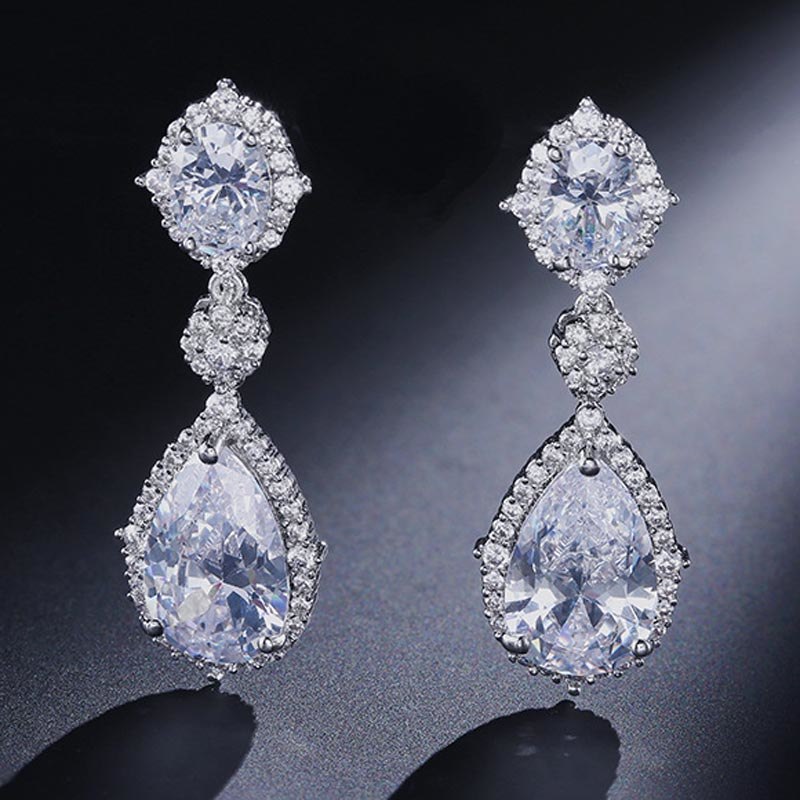 Brand Fashion Dangle Earrings jewelry High Quality AAA Cubic Zircon Classic Teardrop Earrings For Women Gift In Box