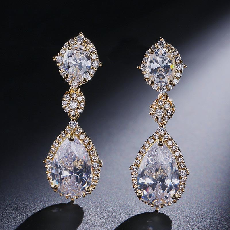 Brand Fashion Dangle Earrings jewelry High Quality AAA Cubic Zircon Classic Teardrop Earrings For Women Gift In Box