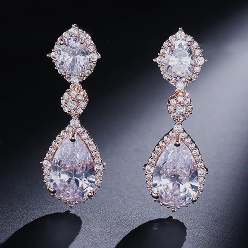 Brand Fashion Dangle Earrings jewelry High Quality AAA Cubic Zircon Classic Teardrop Earrings For Women Gift In Box