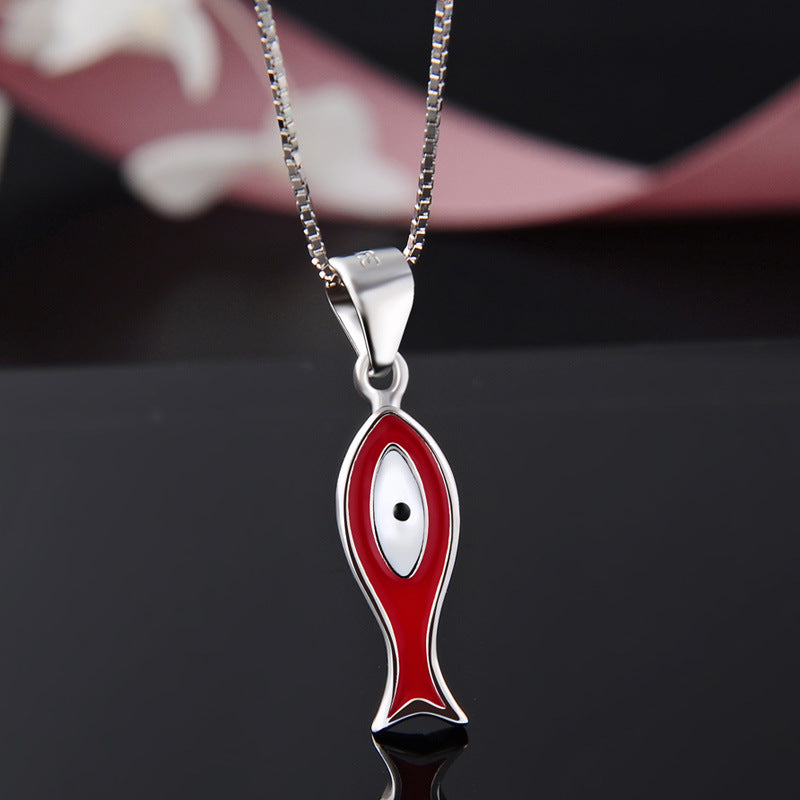 Brand New Arrival Box Package 925 Sterling Silver Fine Jewelry Enamel Fish Pendant Necklace Drop Shipping