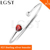 Red Zircon women jewelry 925 sterling silver adjustable bracelet fitting with pearl seat, charm pearl bracelet accessory