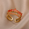 Red Zircon Rings for Women  Stainless Steel Ring 2023 Trend Romantic Wedding Aesthetic Jewelry Christmas Gifts anillos