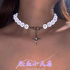 Reflective Bead Choker with Cross Charm Valentine’s Day Necklace Glow Choker Reflective Choker FSG303-37D