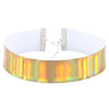 Reflective Holographic Choker PU Leather Chocker Handmade Metal Laser Collar Punk Gothic Necklace 2.5cm Drop Shipping