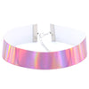 Reflective Holographic Choker PU Leather Chocker Handmade Metal Laser Collar Punk Gothic Necklace 2.5cm Drop Shipping