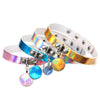 Reflective Holographic Choker PU Leather  Handmade Metal Laser Collar Punk Gothic Necklace Circle Pendant Women Jewelry