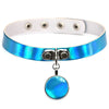 Reflective Holographic Choker PU Leather  Handmade Metal Laser Collar Punk Gothic Necklace Circle Pendant Women Jewelry