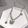 Reflective Pearl Kitten Necklace Korean Multilayer Stitching Trend Hip Hop Necklace Clavicle Chain Necklaces for Women