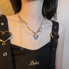 Reflective Pearl Kitten Necklace Korean Multilayer Stitching Trend Hip Hop Necklace Clavicle Chain Necklaces for Women