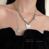Reflective Pearl Kitten Necklace Korean Multilayer Stitching Trend Hip Hop Necklace Clavicle Chain Necklaces for Women