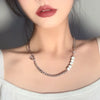 Reflective Pearl Stitching Necklace Women Hip Hop Accessories Necklace Woman Daily Casual Cross Clavicle Chain Ladies