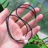 Reiki Healing Jewelry 2mm Small Black Obsidian Stone Choker Necklace White Baroque Pearl Charm Natural Freshwater Pearl Necklace