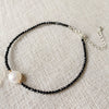 Reiki Healing Jewelry 2mm Small Black Obsidian Stone Choker Necklace White Baroque Pearl Charm Natural Freshwater Pearl Necklace