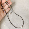 Reiki Healing Jewelry 2mm Small Black Obsidian Stone Choker Necklace White Baroque Pearl Charm Natural Freshwater Pearl Necklace
