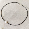 Reiki Healing Jewelry 2mm Small Black Obsidian Stone Choker Necklace White Baroque Pearl Charm Natural Freshwater Pearl Necklace