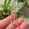 Reiki Healing Jewelry Natural Stone Pendant Wire Wrap Hexagonal Bullet Amethysts Quartz Crystal Necklace Pendulum Chakra Pendulo
