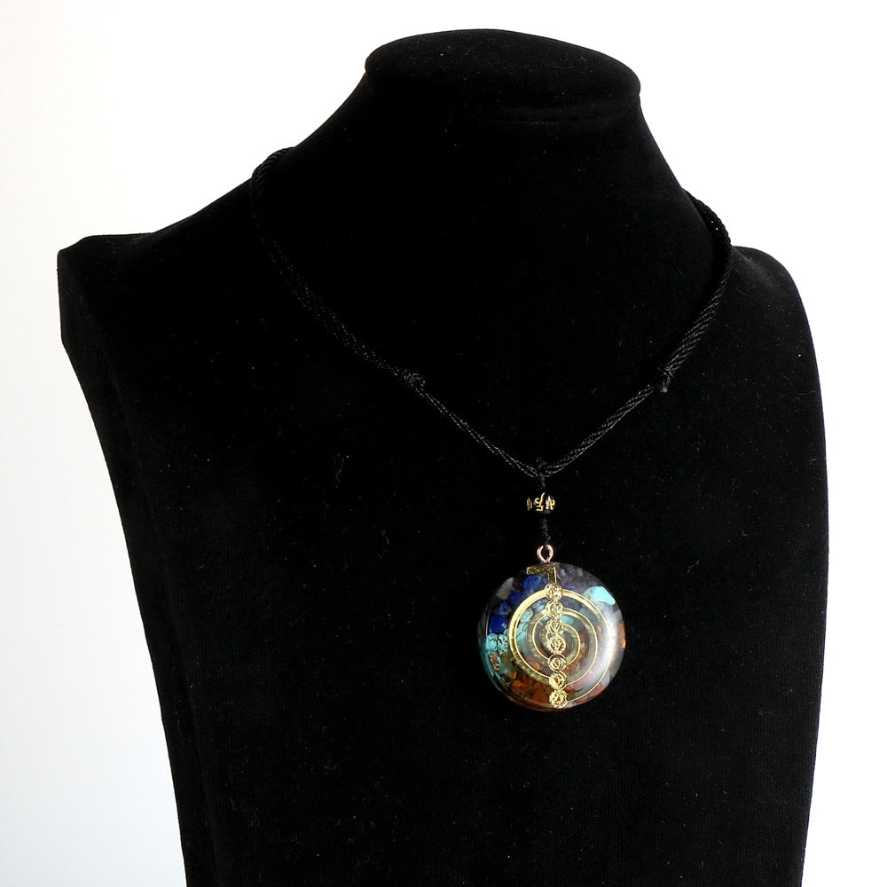 Reiki Healing Orgone Jewelry Yoga Colorful Chips Stone Natural Chakra Energy Orgonite Pendant Necklace Pendulum Amulet