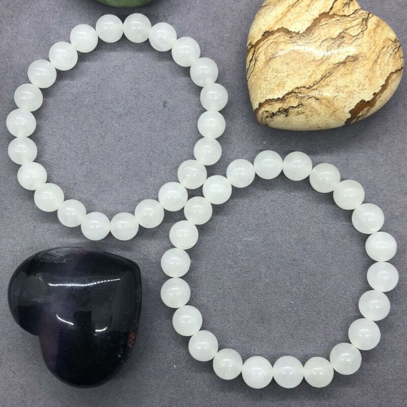 Reiki Healing Selenite 8mm Beads Bracelet White Healing Balance Beads Reiki Buddha Prayer Bracelet For Women Men