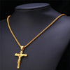 Religious Jesus Cross Necklace for Men 2022 Gold Silver Color Cross Pendent Chain Necklace Jewelry Gifts for Men