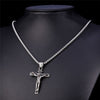 Religious Jesus Cross Necklace for Men 2022 Gold Silver Color Cross Pendent Chain Necklace Jewelry Gifts for Men