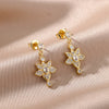 Religious Style Cross Hoop Earrings For Women Boho Stainless Steel Gold Color Flower Earrings 2023 Trend Party Jewelry Gift