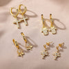 Religious Style Cross Hoop Earrings For Women Boho Stainless Steel Gold Color Flower Earrings 2023 Trend Party Jewelry Gift