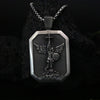 Religious vintage Jewelry on the neck Angel Guardian pure tin pendant necklace men stainless steel chain necklace