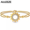 Remarkable 14K Yellow Gold Bracelets For Women Natural Real Diamond Bracelet Wedding Anniversary Sunflower Of Loyaly Bracelets