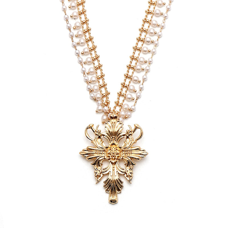 Residents Evils Villages Biohazard Alcina Dimitrescu Chain Necklace Vintage Aesthetic Neck Pendants Women Beads Choker Gothic