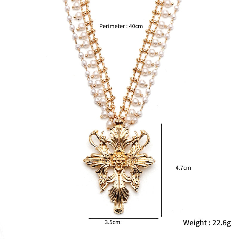 Residents Evils Villages Biohazard Alcina Dimitrescu Chain Necklace Vintage Aesthetic Neck Pendants Women Beads Choker Gothic