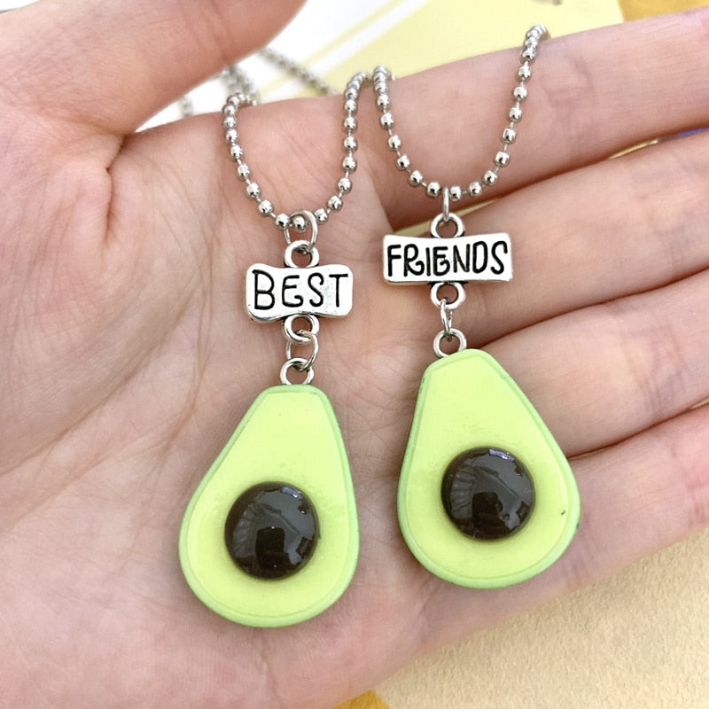 Resin Avocado Fruit Pendant Necklace Children Friend BFF 2 Girlfriends Friendship Jewelry Souvenir Gifts For Kids